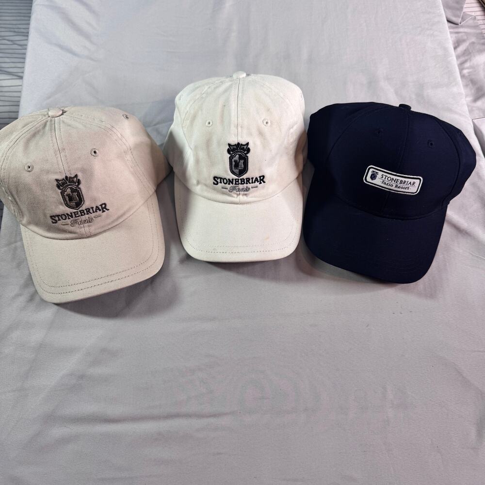 Lot of 3 Stonebriar Fazio Golf Resort Caps Ahead Performance Pukka Adjustable TX